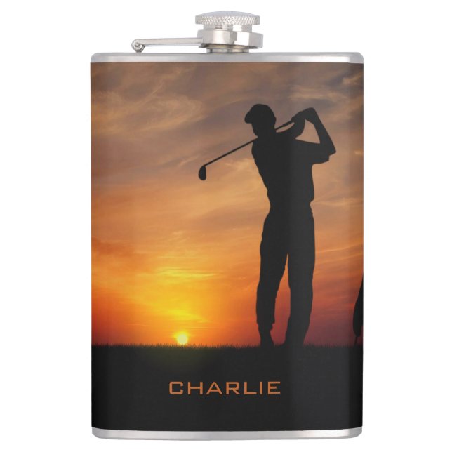 Flacon de nom personnalisé Golfer Sunset (Devant)