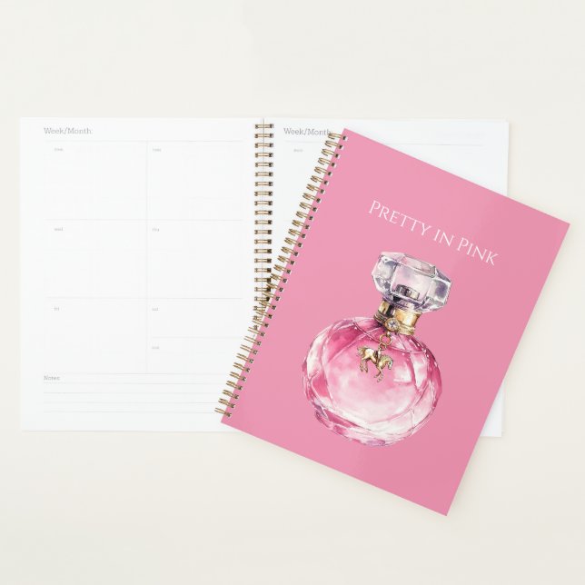 Flacon de parfum Pretty in Pink avec breloque chev (Devant avec enveloppe)