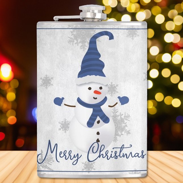 Flacon de vacances Blue Cute Snowman (Blue Cute Snowman Holiday Flask)