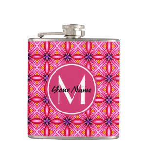 Flacon de vinyle enveloppé rose motif monogramme