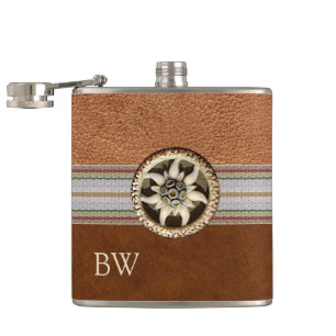 Flacon Edelweiss sur cuir monogrammé