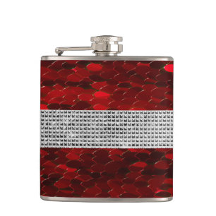 Flacon élégant rouge et argent enveloppé de vinyle