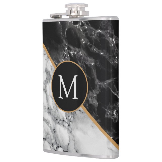 Flacon en marbre faux noir et blanc avec lettre pe (Gauche)