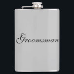 Flacon Groomsman<br><div class="desc">Le flacon pour le toiletteur est affiché en gris avec du texte noir. Customisez cet objet ou achetez tel quel.</div>