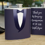 Flacon Mariage bleu Tuxedo Merci<br><div class="desc">Vous pouvez ajouter un court message au verso à cette flacon Navy Blue Tuxedo. Peut être utilisé pour n'importe quelle fête de mariage - Best Man, Groomsman, Man of Honor, Bridesman etc. Félicitations pour votre mariage !</div>
