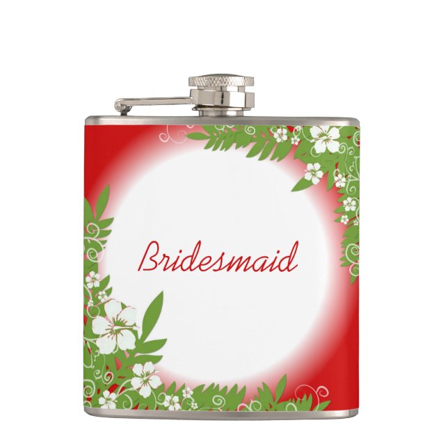 Flacon mariage de fleurs hawaii rouge personnalisa (Devant)