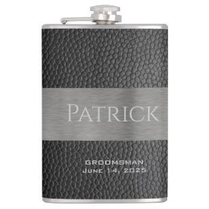 Flacon monogramme en cuir et en métal