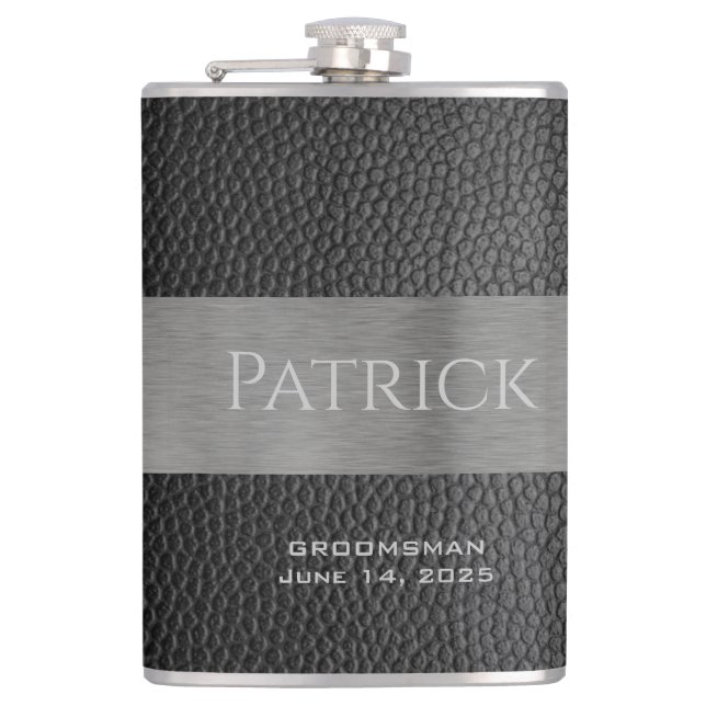 Flacon monogramme en cuir et en métal (Devant)