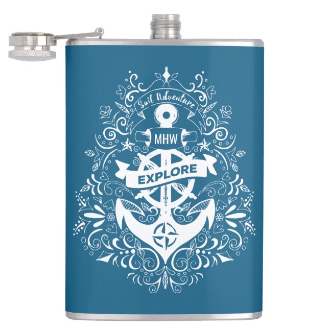 Flacon monogramme personnalisé Ancre décorative (Ouvert)