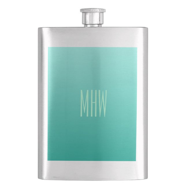 Flacon monogramme personnalisé Emerald Gradient (devant)