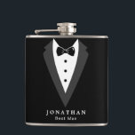 Flacon noir personnalisable Groomsman Vinyl envelo<br><div class="desc">Flacon noir personnalisable Groomsman Vinyl enveloppé</div>