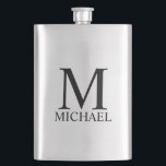 Flacon personnalisé avec monogramme et nom masculi<br><div class="desc">Cadeau personnalisé avec monogramme et nom caractéristiques d'un monogramme et d'un nom personnalisés en noir, style de police serif classique sur fond blanc. Parfait comme cadeau de vacances, cadeau de fête des pères, faveurs de réunion de famille, cadeau de remerciement pour les garçons d'honneur et cadeau pour toutes les occasions...</div>