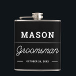 Flacon personnalisé cadeau Groomsmen<br><div class="desc">Offrez à vos groomsmen un cadeau qu'ils aimeront! Modifiez facilement le nom et la couleur de cette fiole de classe.</div>