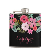 Flacon personnalisé floral noir rose Ajouter votre