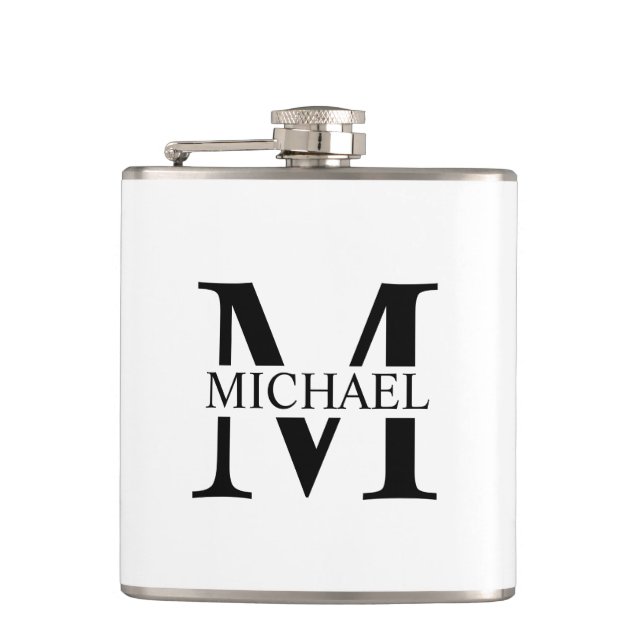 Flacon personnalisé monogramme et nom blanc (Devant)