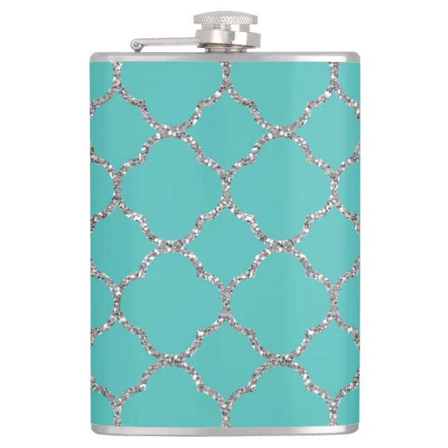 Flacon turquoise fait sur commande argenté Girly (Devant)