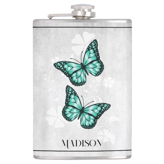 Flacon turquoise papillon (Devant)