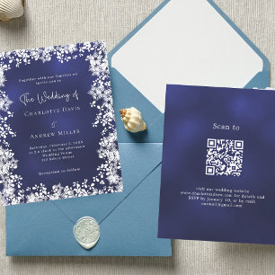 Flacons de neige bleu marine mariage d'hiver invit