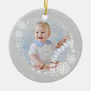 Flacons de neige brillants Ornement rond gris