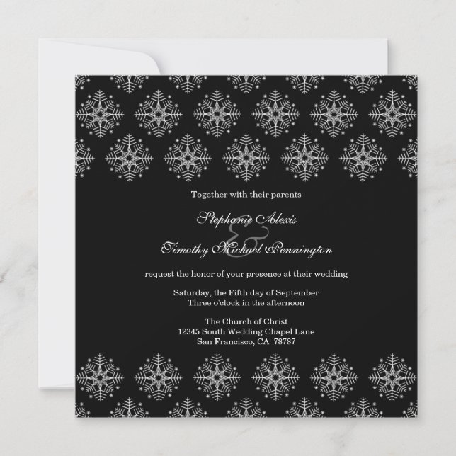 Flacons de neige noirs + blancs invitation de mari (Devant)