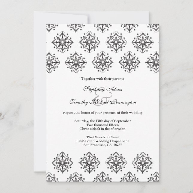 Flacons de neige noirs + blancs invitation de mari (Devant)