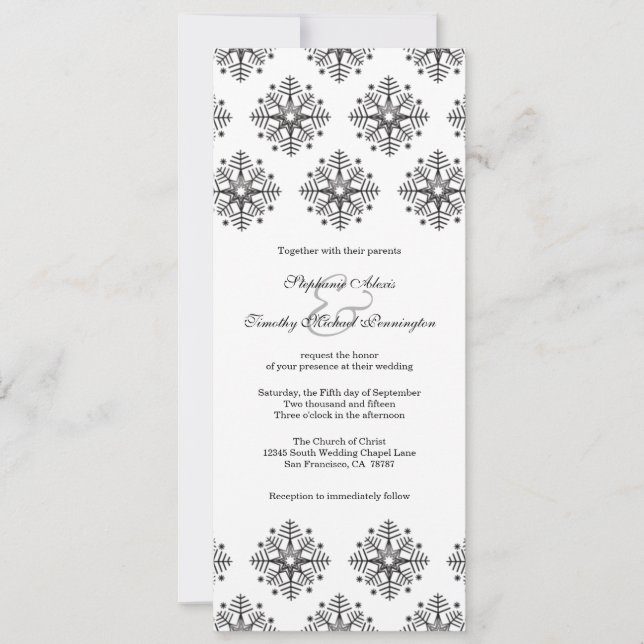 Flacons de neige noirs + blancs invitation de mari (Devant)
