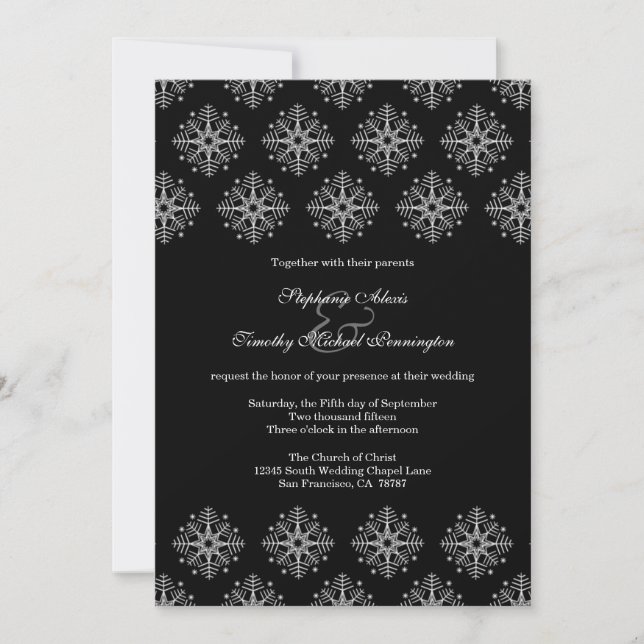 Flacons de neige noirs + blancs invitation de mari (Devant)