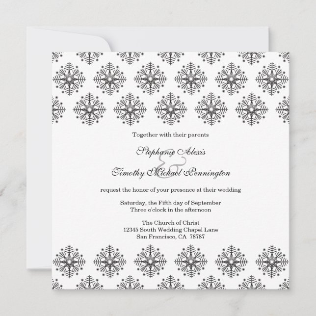 Flacons de neige noirs + blancs invitation de mari (Devant)