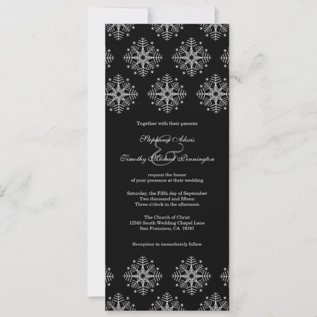 Flacons de neige noirs + blancs invitation de mari (Devant)
