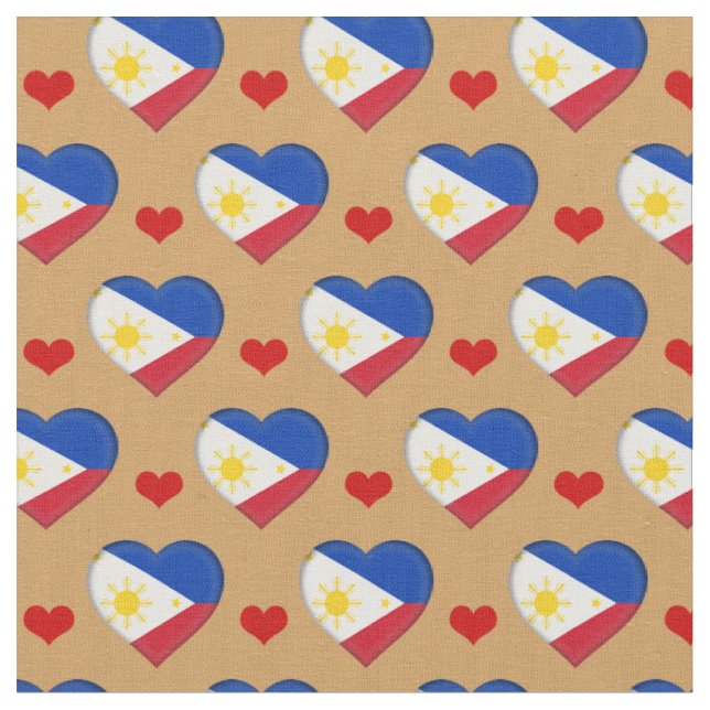 Flag des Philippines et tissu du coeur rouge (Fermer)