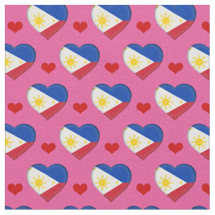Flag des Philippines et tissu du coeur rouge