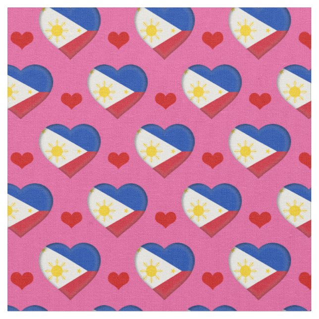 Flag des Philippines et tissu du coeur rouge (Fermer)