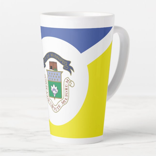 Flag of Winnipeg, Manitoba Latte Mug (Angle droit)