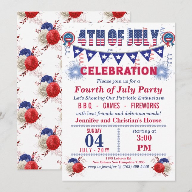 Flags de chaîne de pin bleu 4 juillet (Devant / Derrière)