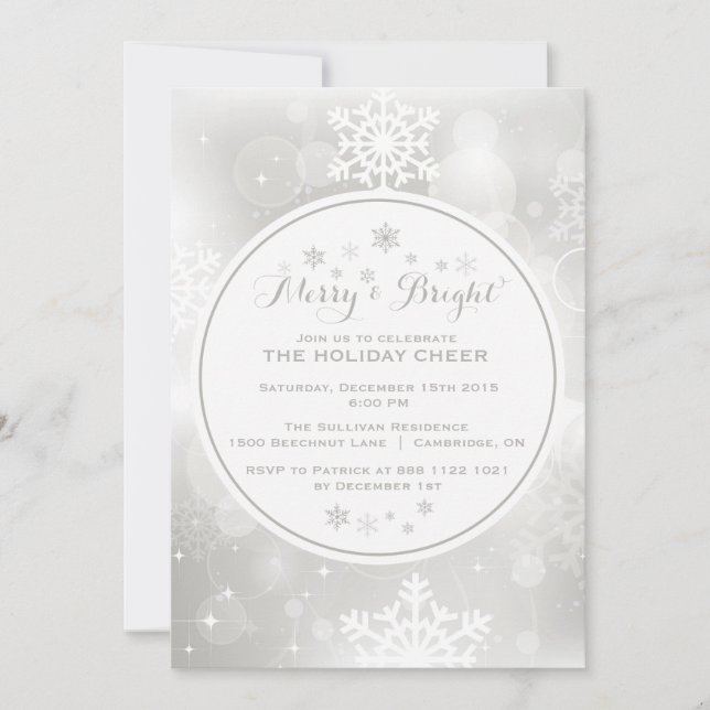 FLAKES DE NEIGE BOKEH CHRISTMAS INVITATION PARTI (Devant)