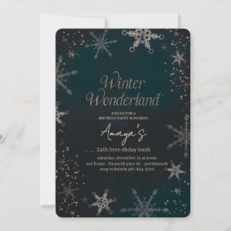 Flakes Frame Winter Birthday Bash Invitation
