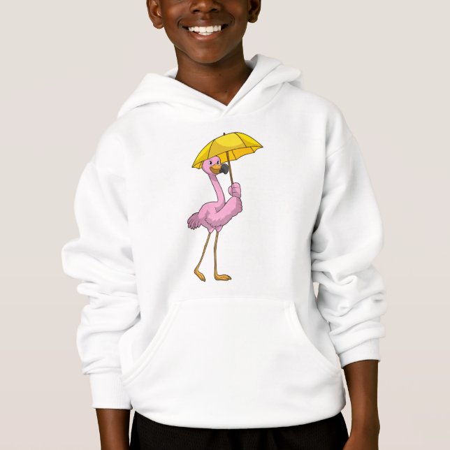 Flamant rose à la pluie avec parapluie (Devant)
