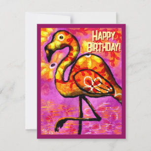 Flamant rose Abstrait Whimsical Carte d'anniversai