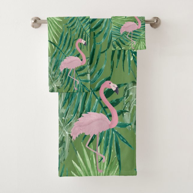 Flamant Rose Adorable, Feuilles de Palmier (En situation)