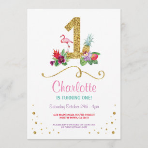 Flamant rose Aloha un premier invitation de fête