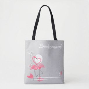 Flamant rose Amour côté Bridesmaid sac fourre-tout