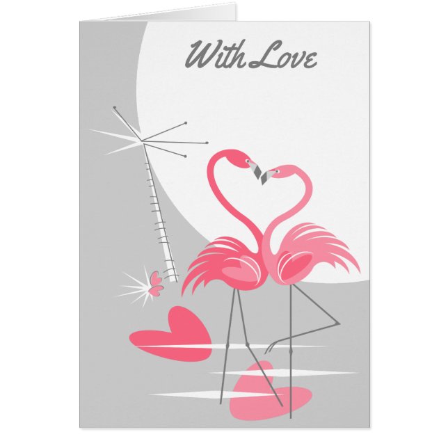 Flamant rose Amour Grande Lune avec texte d'amour (Devant)