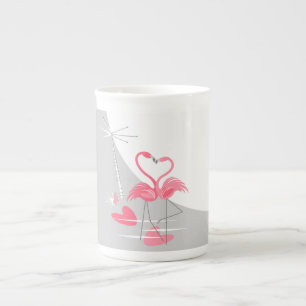 Flamant rose Amour Grande Lune mug os chine