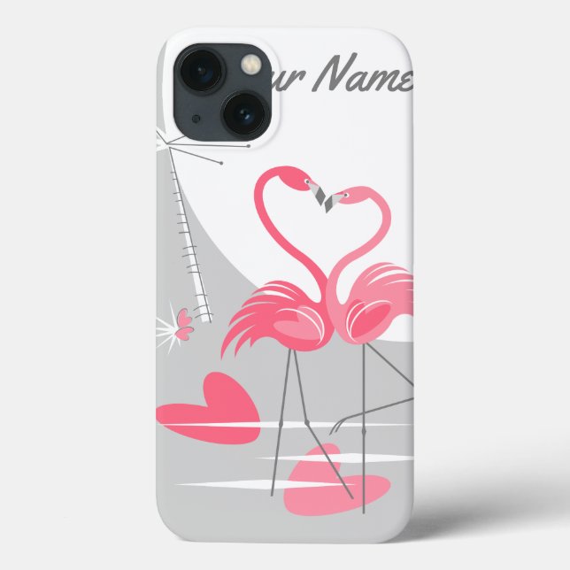 Flamant rose Amour Grande Lune Nom Coque ipad pays (Verso)
