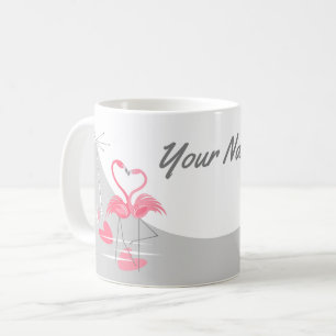 Flamant rose Amour Grande Lune Nom tasse