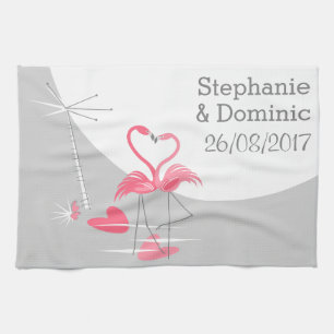Flamant rose Amour Grande Lune Noms Date serviette