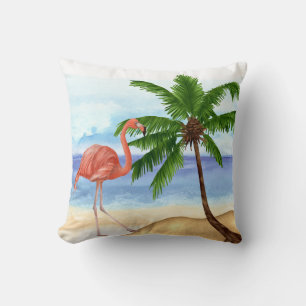 Flamant rose amusant Coussin tropical
