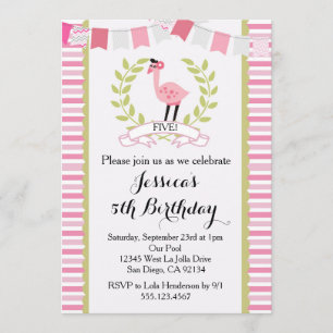 Flamant rose Anniversaire Fête Invitation