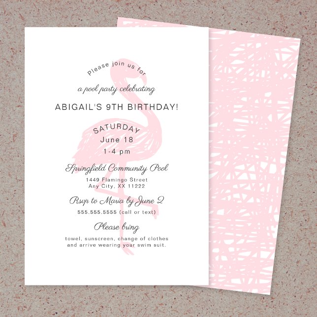 Flamant rose anniversaire invitation en rose (Créateur téléchargé)