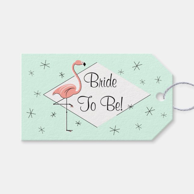 Flamant rose Aqua diamant Bride to Be! étiquettes  (Devant (Horizontal))